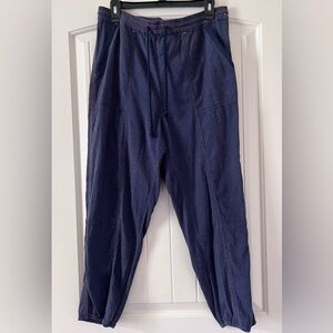 Anthropologie Medium Dylan Speckled Jogger Pant Navy Blue Orange High Rise Women